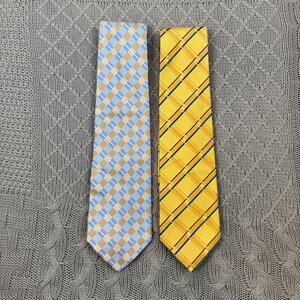 Jos. A. Bank Silk Stylish Yellow and Blue Checkered Ties